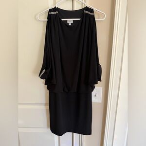 Cache Elegant Black Draped Mini Dress